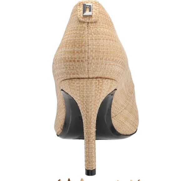 NWT Karl Lagerfeld Paris Women's Royale Dress Pump Heel Natural Woven Beige 11 - Picture 5 of 9